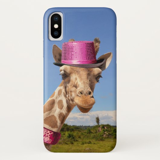 Coques Case-Mate iPhone Giraffe en casquette rose étincelant (Dos)