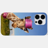 Coques Case-Mate iPhone Giraffe en casquette rose étincelant (Verso (horizontal))