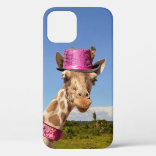 Case-Mate iPhone Case Giraffe en casquette rose étincelant