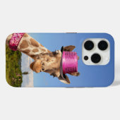 Coques Case-Mate iPhone Giraffe en casquette rose étincelant (Verso (horizontal))