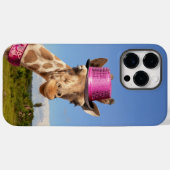 Coques Case-Mate iPhone Giraffe en casquette rose étincelant (Verso (horizontal))