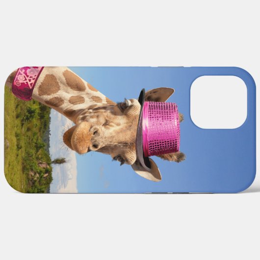 Coques Case-Mate iPhone Giraffe en casquette rose étincelant (Verso (horizontal))