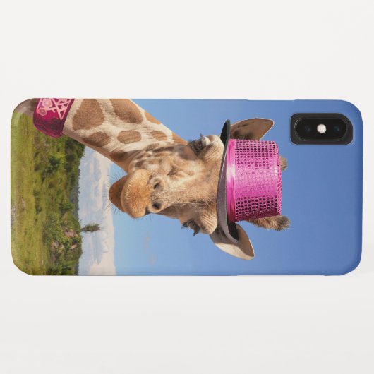 Coques Case-Mate iPhone Giraffe en casquette rose étincelant (Dos (Horizontal))