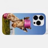 Coques Case-Mate iPhone Giraffe en casquette rose étincelant (Verso (horizontal))