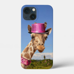 Case-Mate iPhone Case Giraffe en casquette rose étincelant