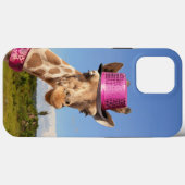 Coques Case-Mate iPhone Giraffe en casquette rose étincelant (Verso (horizontal))