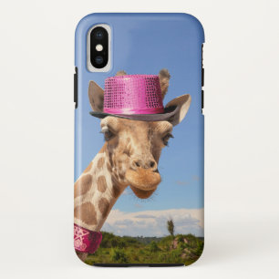 Case-Mate iPhone Case Giraffe en casquette rose étincelant