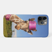 Coques Case-Mate iPhone Giraffe en casquette rose étincelant (Dos (Horizontal))