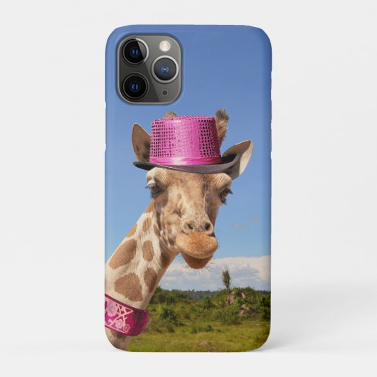 Coques Case-Mate iPhone Giraffe en casquette rose étincelant (Dos)