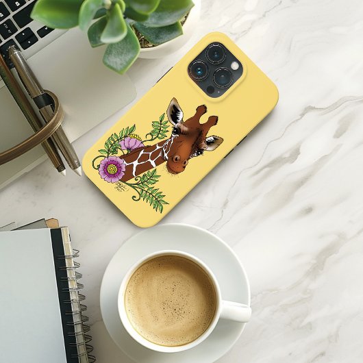 Coques Case-Mate iPhone Giraffe Fleurs de Portrait Jaunes