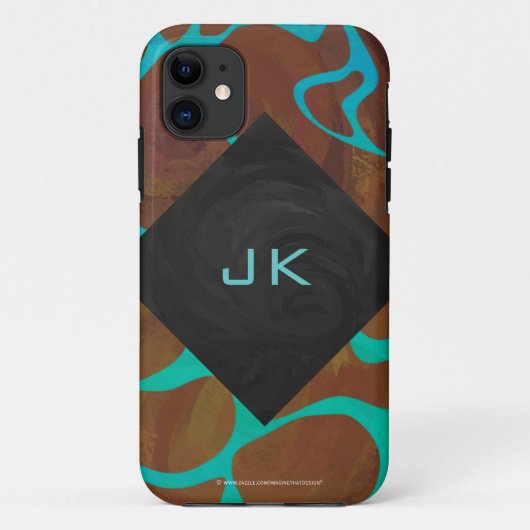 Coques Case-Mate iPhone Giraffe Impression Brown et Turquoise (Dos)