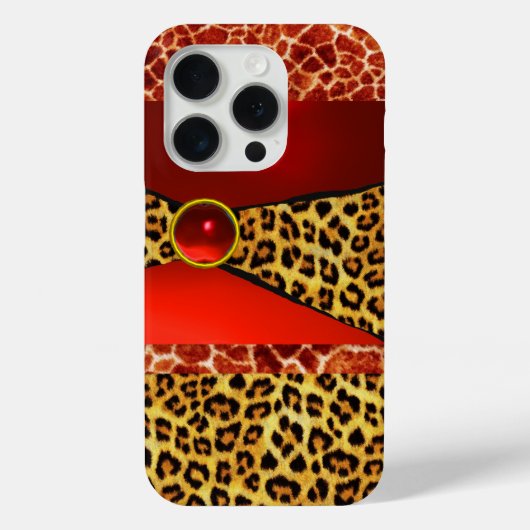 COQUES Case-Mate iPhone GIRAFFE LÉOPARD PEAU ROUGE GIRAFFE IMPRIMÉ GEMSTON (Verso)
