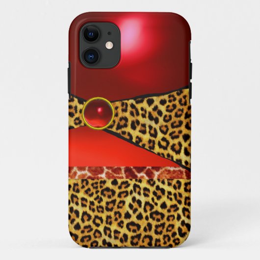 COQUES Case-Mate iPhone GIRAFFE LÉOPARD PEAU ROUGE GIRAFFE IMPRIMÉ GEMSTON (Dos)