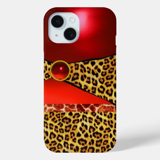 COQUES Case-Mate iPhone GIRAFFE LÉOPARD PEAU ROUGE GIRAFFE IMPRIMÉ GEMSTON (Verso)