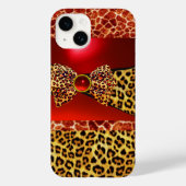 COQUES Case-Mate iPhone GIRAFFE LEOPARD SKIN BOW IMPRIMÉ, ROUGE RUBY GEMST (Verso)