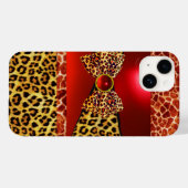 COQUES Case-Mate iPhone GIRAFFE LEOPARD SKIN BOW IMPRIMÉ, ROUGE RUBY GEMST (Verso (horizontal))