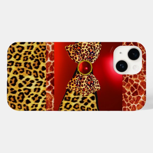 COQUES Case-Mate iPhone GIRAFFE LEOPARD SKIN BOW IMPRIMÉ, ROUGE RUBY GEMST (Verso (horizontal))