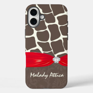 Coques iPhone 16 Plus Giraffe Motif Imprimé Ruban Faux Crystal