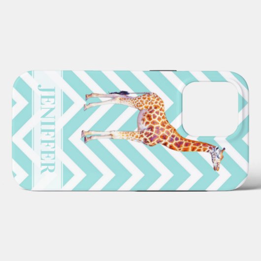 Coques Case-Mate iPhone Giraffe on zigzzag chevron. (Verso (horizontal))