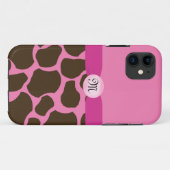 Coques Case-Mate iPhone Giraffe rose monogramme (Dos (Horizontal))