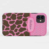 Coques Case-Mate iPhone Giraffe rose personnalisée (Dos (Horizontal))