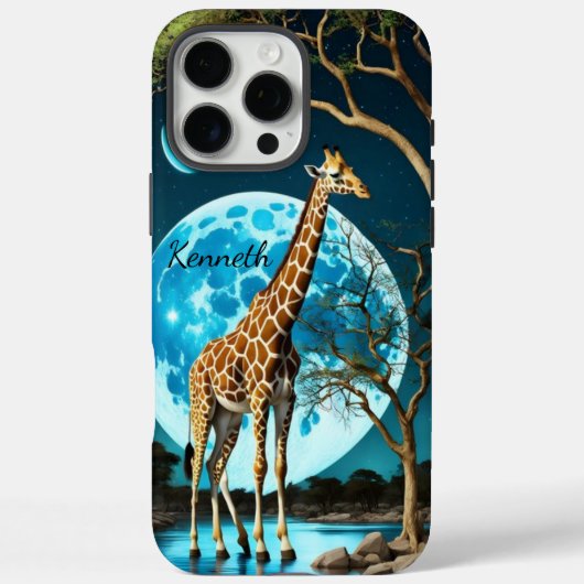 Coques Case-Mate iPhone Giraffe Sous Lune Bleue (Verso)