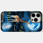 Coques Case-Mate iPhone Giraffe sous une lune bleue (Verso (horizontal))