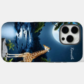 Coques Case-Mate iPhone Giraffe sous une Pleine lune (Verso (horizontal))