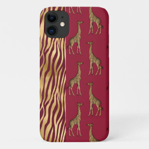 Case-Mate iPhone Case Giraffe & Tigre Imprimer Or Bourgogne Rouge Chic
