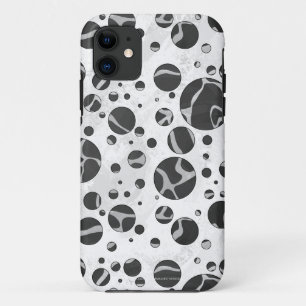 Coques Pour iPhone Giraffy Polka Dot noir et gris clair Impression