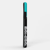 Coques Case-Mate iPhone Girl Aqua Black Damask Votre nom de monogramme (Dos/Droite)