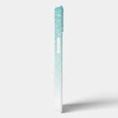 Coques Case-Mate iPhone Girl Aqua Parties scintillant bleue Ombre Monogram (Verso / Droite)