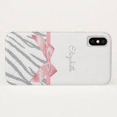 Coques Case-Mate iPhone Girl Grey Tiger Stripes Poster de animal Avec Nom (Dos (Horizontal))