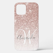 Coques Case-Mate iPhone Girl Rose Rose Gold Parties scintillant Monogramme (Verso)