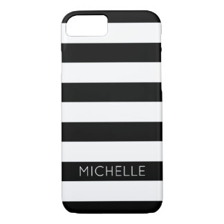 Etui iPhone Case-Mate Girls Black White Stripes Nom personnalisé Monogra