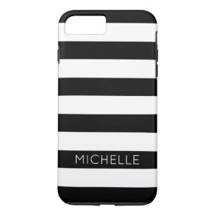 Etui iPhone Case-Mate Girls Black White Stripes Nom personnalisé Monogra