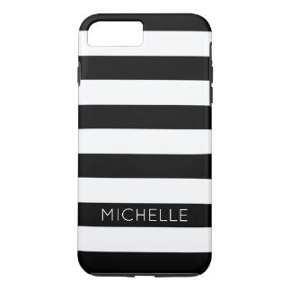 Etui iPhone Case-Mate Girls Black White Stripes Nom personnalisé Monogra