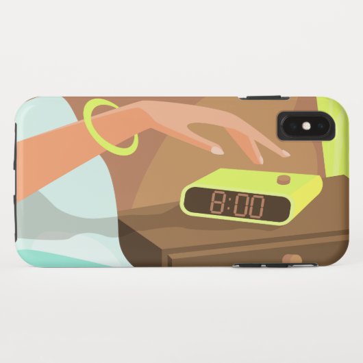 Coques Case-Mate iPhone Girls hand pushing on alarm clock snooze button (Dos (Horizontal))