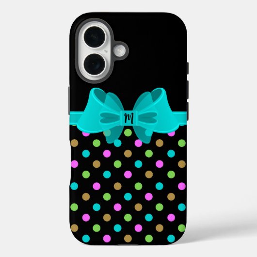 Coques Case-Mate iPhone Girly Chic Rétro Points Coquette Monogramme Ruban (Verso)