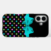Coques Case-Mate iPhone Girly Chic Rétro Points Coquette Monogramme Ruban (Verso (horizontal))