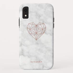 Case-Mate iPhone Case Girly Faux Rose Gold Coeur géométrique   Revêtemen
