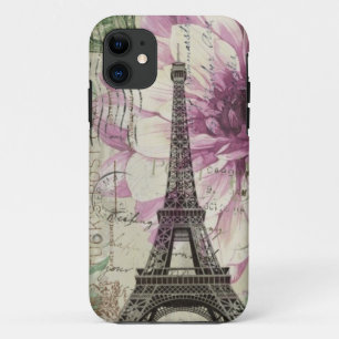 Coque Case-Mate Pour iPhone girly floral de Tour Eiffel vintage élégant de