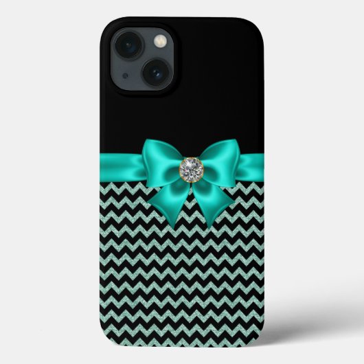 Coques Case-Mate iPhone Girly Jeweled Turquoise Bow (Verso)