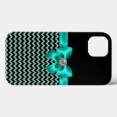 Coques Case-Mate iPhone Girly Jeweled Turquoise Bow (Verso (horizontal))
