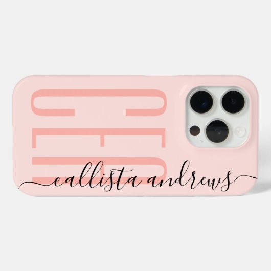 Coques Case-Mate iPhone Girly Modern rose Monogramme Initiales Nom (Verso (horizontal))