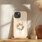 Coques Case-Mate iPhone Girly Orange Check Rose Wreath Cross Bible