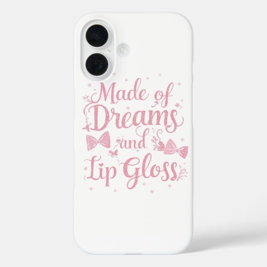 Coques Case-Mate iPhone Girly Pink Bow "Dreams and Lip Gloss" Quote (Verso)