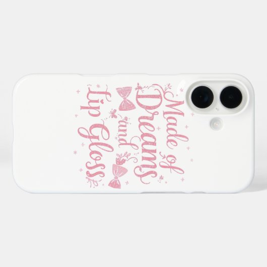 Coques Case-Mate iPhone Girly Pink Bow "Dreams and Lip Gloss" Quote (Verso (horizontal))