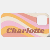 Coques Case-Mate iPhone Girly Retro Vintage Wave Nom personnalisé (Verso (horizontal))