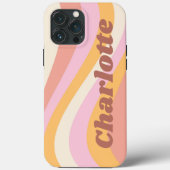 Coques Case-Mate iPhone Girly Retro Vintage Wave Nom personnalisé (Verso)